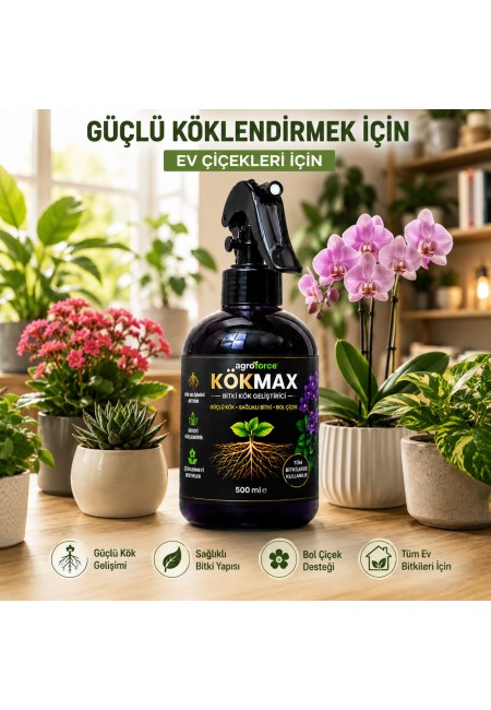 AGROFORCE KÖKMAX Ev Bitkileri İçin Kök Güçlendirici ve Çiçek Coşturucu Sprey