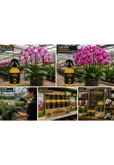 AGROFORCE VİTAMİNMAX Yaprak Bakım Vitamini Spreyi 500 ml – Ev Bitkileri, Orkide, Monstera, Barış Çiçeği ve Tüm Süs